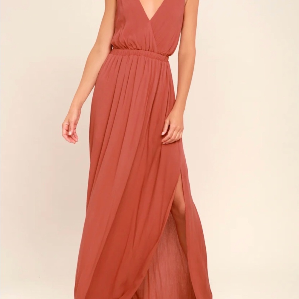 Lulus Lost in Paradise Rusty Rose Maxi Dress